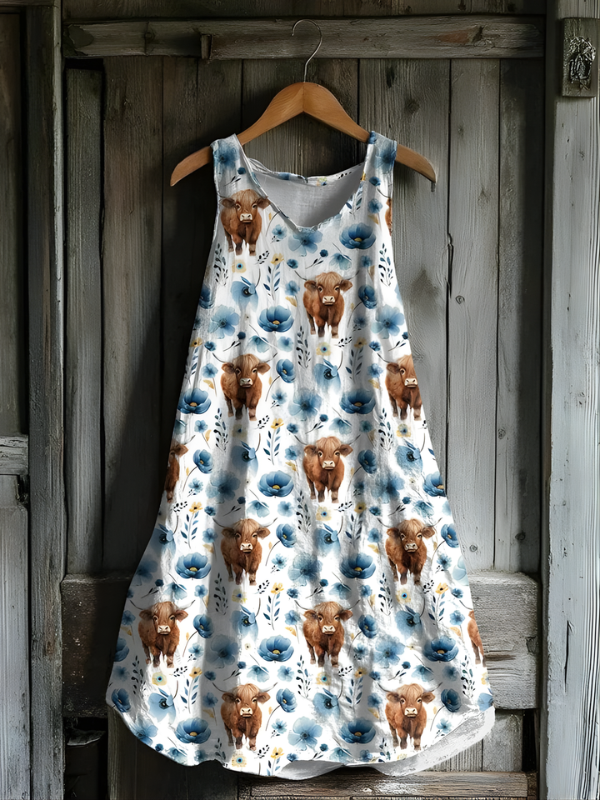 Rustic Meadow Highland Cow Dress