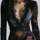 MAXINE – LACE VELVET DRESS