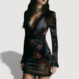 MAXINE – LACE VELVET DRESS