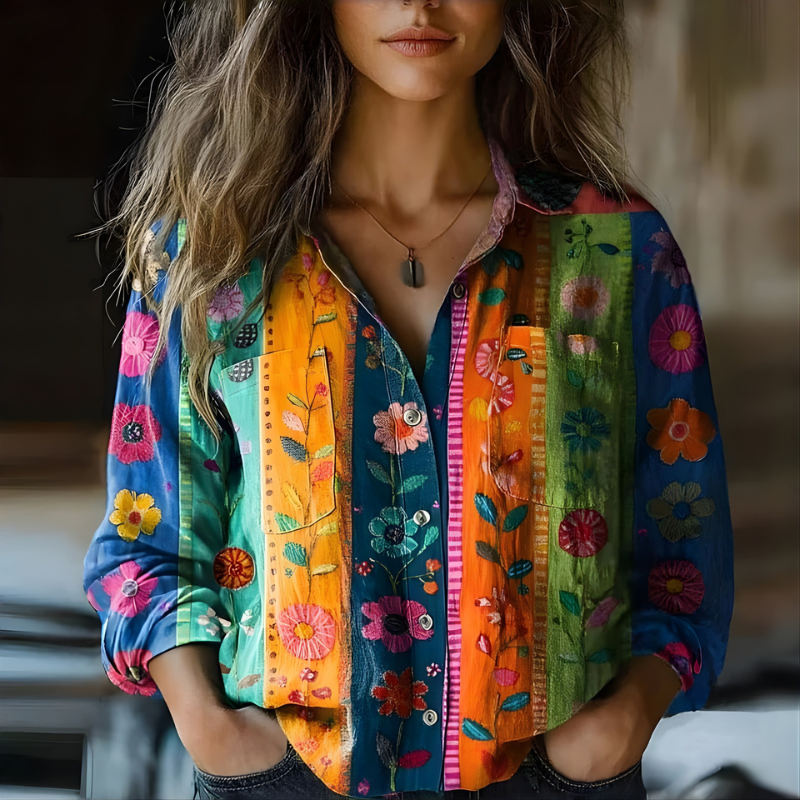 Natalie™ Printed Vintage Blouse
