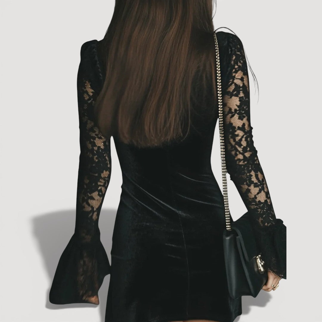 RAVEN – LACE VELVET DRESS