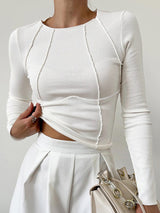 Chantal™ Basic Piping Long Sleeve Top