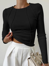 Chantal™ Basic Piping Long Sleeve Top