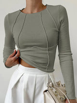 Chantal™ Basic Piping Long Sleeve Top