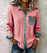Fátima | Soft Cable Knit Denim Top