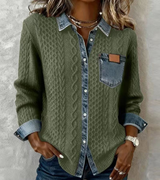 Fátima | Soft Cable Knit Denim Top