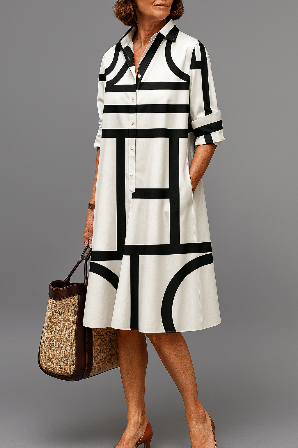 Genevieve™ Geometric Midi Dress