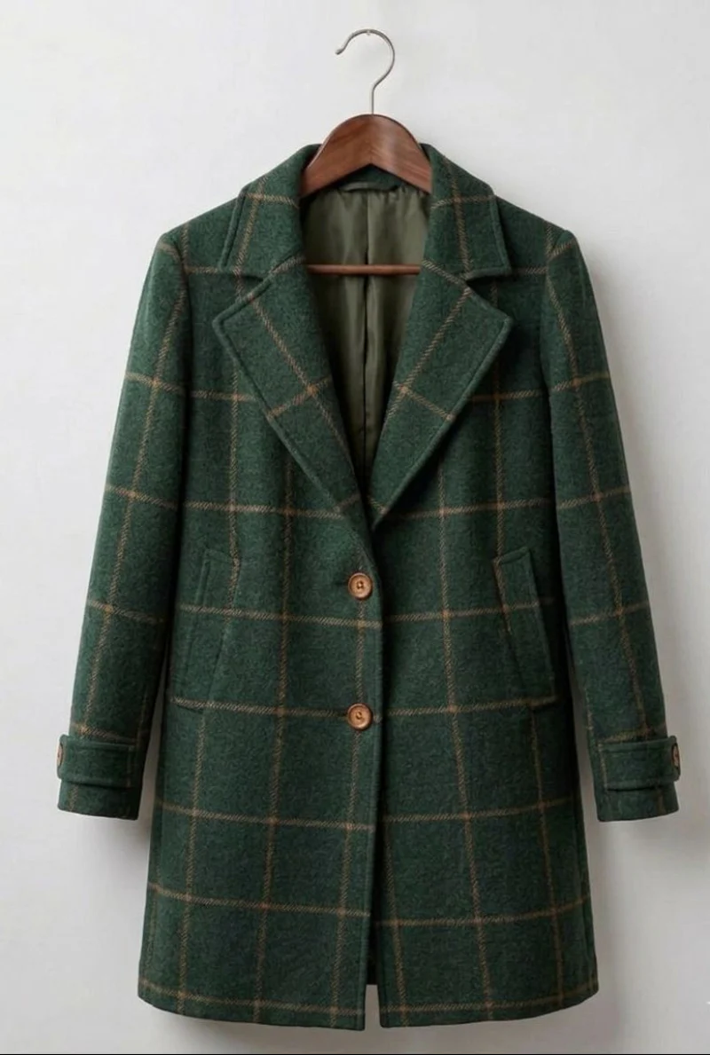 Judith™ | Long Tweed Plaid Coat