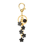 Daisy Flower Initial Letter - Bag Charm (Black)
