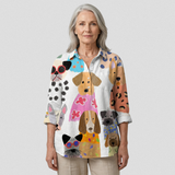 Brigitte | Women's Colorful Fun Cartoon Puppy Print Casual  Shirt